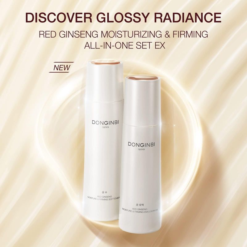 Donginbi Red Ginseng Moisturizing &amp; Firming Skin Care Set New - New Years Gifts for Women, Antioxidant Serum for Face, Korean Red Ginseng Skin Care