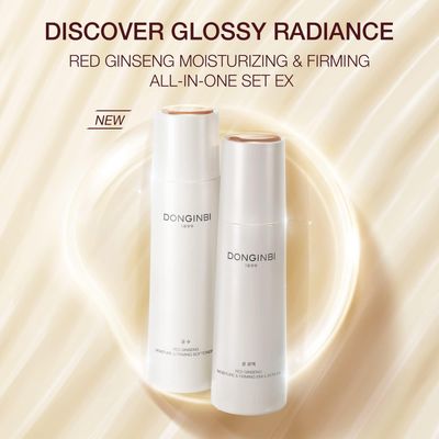 Donginbi Red Ginseng Moisturizing & Firming Skin Care Set New - New Years Gifts for Women, Antioxidant Serum for Face, Korean Red Ginseng Skin Care
