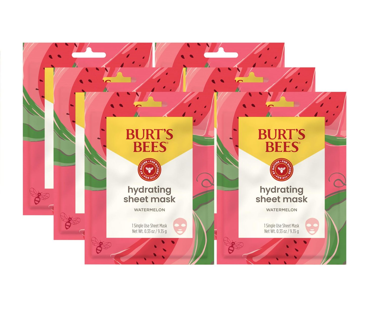 Burt&#39;s Bees Hydrating Sheet Mask with Watermelon, Pack of 6