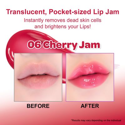 COLORGRAM TINTIN DORY LIP JAM 06 CHERRY JAM | Tinted Lip Jam, Hydrating &amp; Plumping Lip Gloss with Lightweight, Non-Sticky Formula | Clear Radiance &amp; Semi-Transparent Color