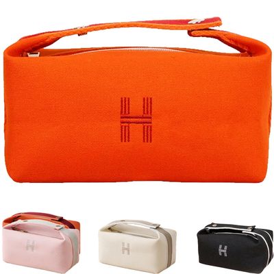 Fammart Travel Makeup Bag, Waterproof Canvas Cosmetic Bag Make Up Organizer Case for Women, Large Toiletry Bag Skincare Pouch for Toiletries Accessories Brushes