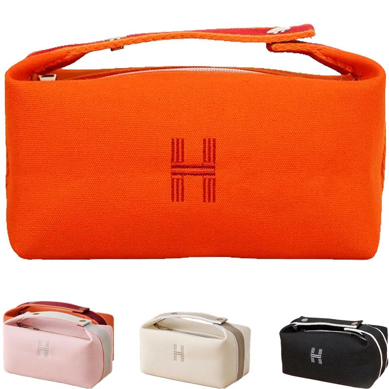 Fammart Travel Makeup Bag, Waterproof Canvas Cosmetic Bag Make Up Organizer Case for Women, Large Toiletry Bag Skincare Pouch for Toiletries Accessories Brushes