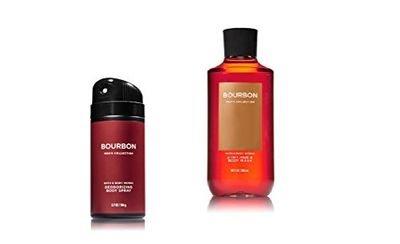 Bath &amp; Body Works - Bourbon - Deodorizing Body Spray and 2 in 1 Hair and Body Wash - Gift Set