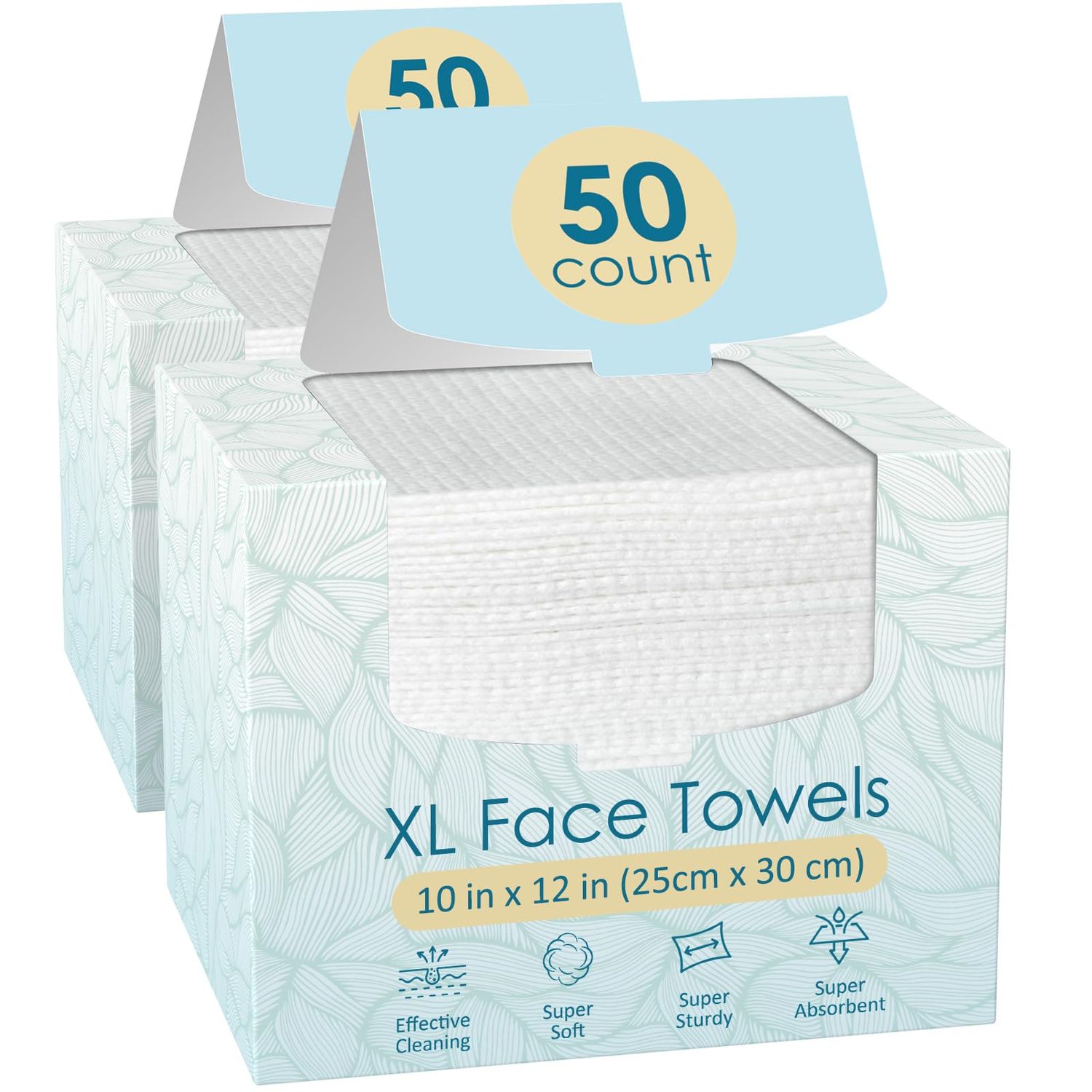 Fygrip 100 Count (2 Box) XL Disposable Face Towels 10 x 12, 100% Viscose Fibre, Soft &amp; Skin Friendly Face Towelettes Disposable, Facial Tissue Face Wipes for Women Cleansing