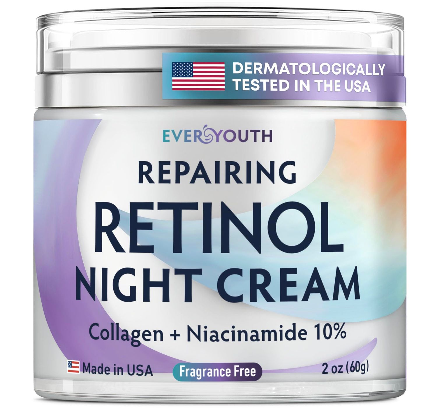 EVERYOUTH Night Cream Face Moisturizer with Retinol, Collagen, Niacinamide 10%, Anti Wrinkle Face Cream, Made in USA, Retinol Cream for Face, Anti Aging Face Cream, Face Moisturizer for Women, 1.7oz