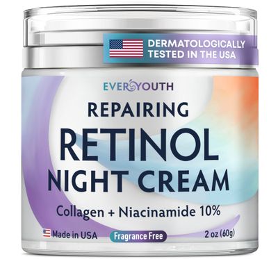 EVERYOUTH Night Cream Face Moisturizer with Retinol, Collagen, Niacinamide 10%, Anti Wrinkle Face Cream, Made in USA, Retinol Cream for Face, Anti Aging Face Cream, Face Moisturizer for Women, 1.7oz