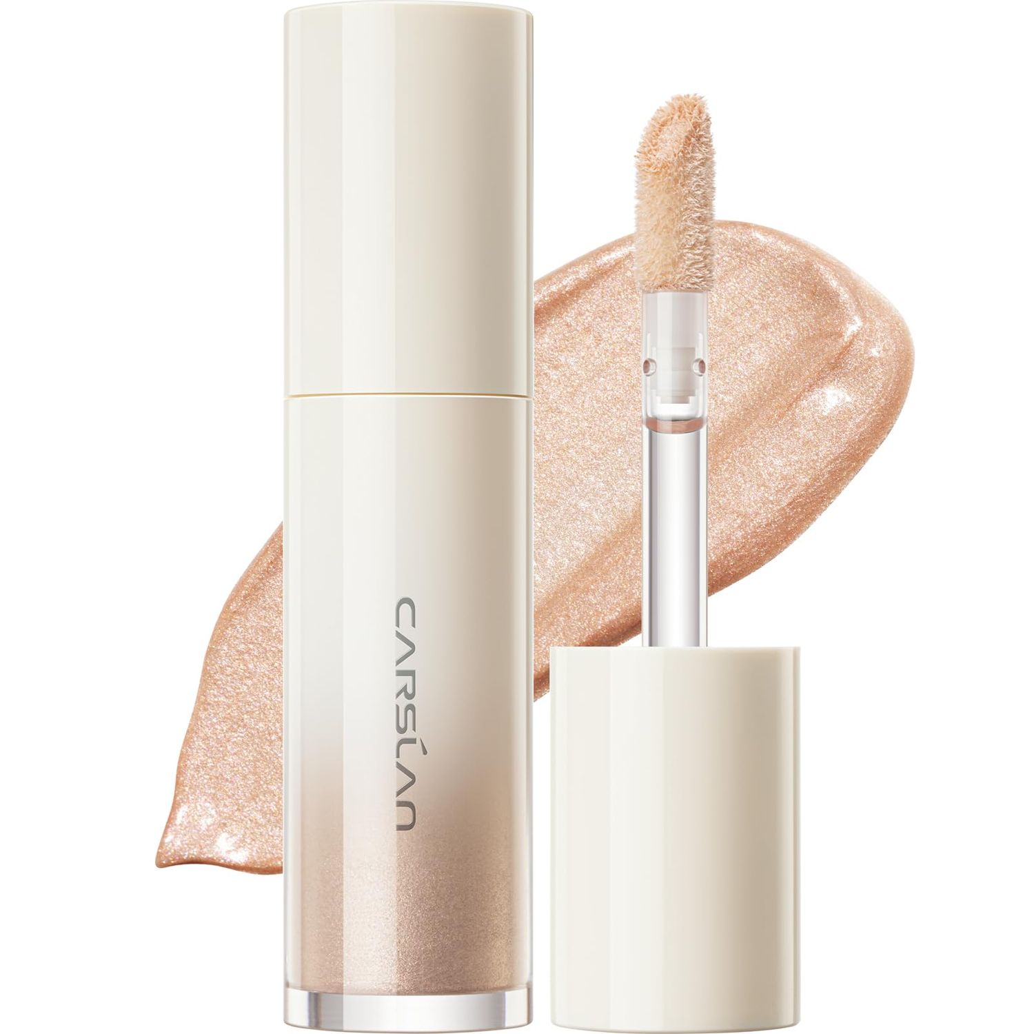 CARSLAN 3D Liquid Highlighter Makeup, Shimmer, Glowing Contour Stick Makeup, Smooth &amp; Lightweigh Face Illuminator Makeup, Moisturizing, Blendable Cream Highlighter Dewy Makeup, 02 Champagne Gold