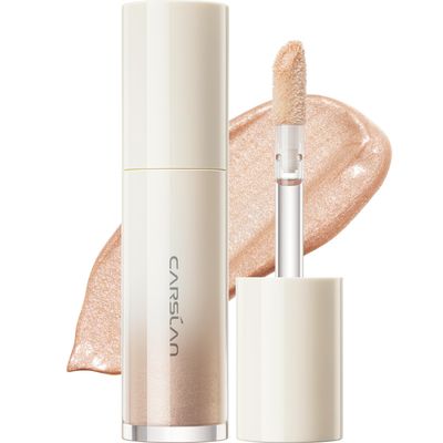 CARSLAN 3D Liquid Highlighter Makeup, Shimmer, Glowing Contour Stick Makeup, Smooth &amp; Lightweigh Face Illuminator Makeup, Moisturizing, Blendable Cream Highlighter Dewy Makeup, 02 Champagne Gold