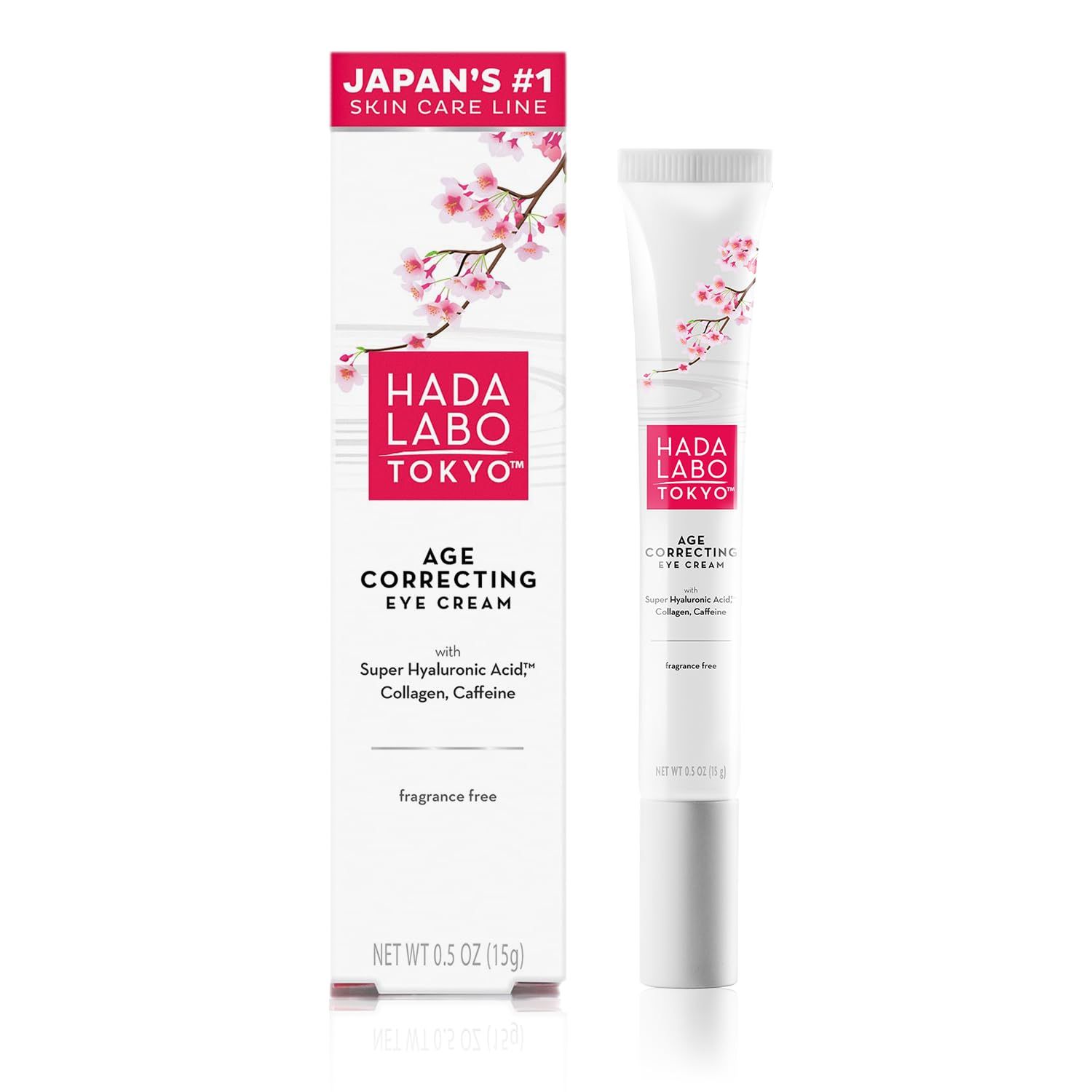 Hada Labo Tokyo Age Correcting Eye Cream, Anti-Aging Super Hyaluronic Acid, Collagen &amp; Caffeine Reduce Wrinkles, Dark Circles &amp; Under Eye Puffiness, Lift, Firm &amp; Brighten Eyes, 0.5 oz