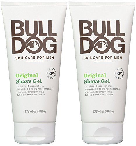 Bulldog Skincare for Men Original Shave Gel (Pack of 2) With 8 Essential Oils, Aloe Vera, Jojoba and Konjac Mannam, 5.9 fl. oz.