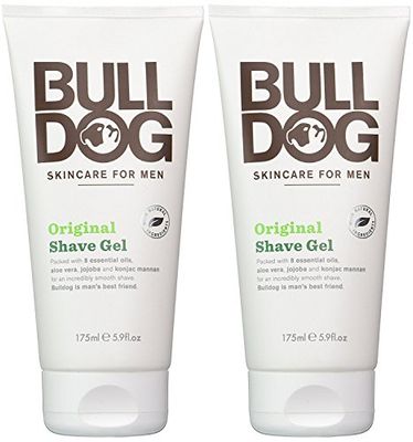 Bulldog Skincare for Men Original Shave Gel (Pack of 2) With 8 Essential Oils, Aloe Vera, Jojoba and Konjac Mannam, 5.9 fl. oz.