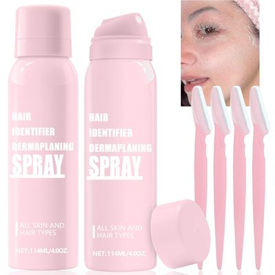 1PC Hair Identifier Spray for Face Shaving, Skin Face Hair Identifying Shaving Powder Spray with Razors, Hair identifier Set for Women Face Dermaplaning