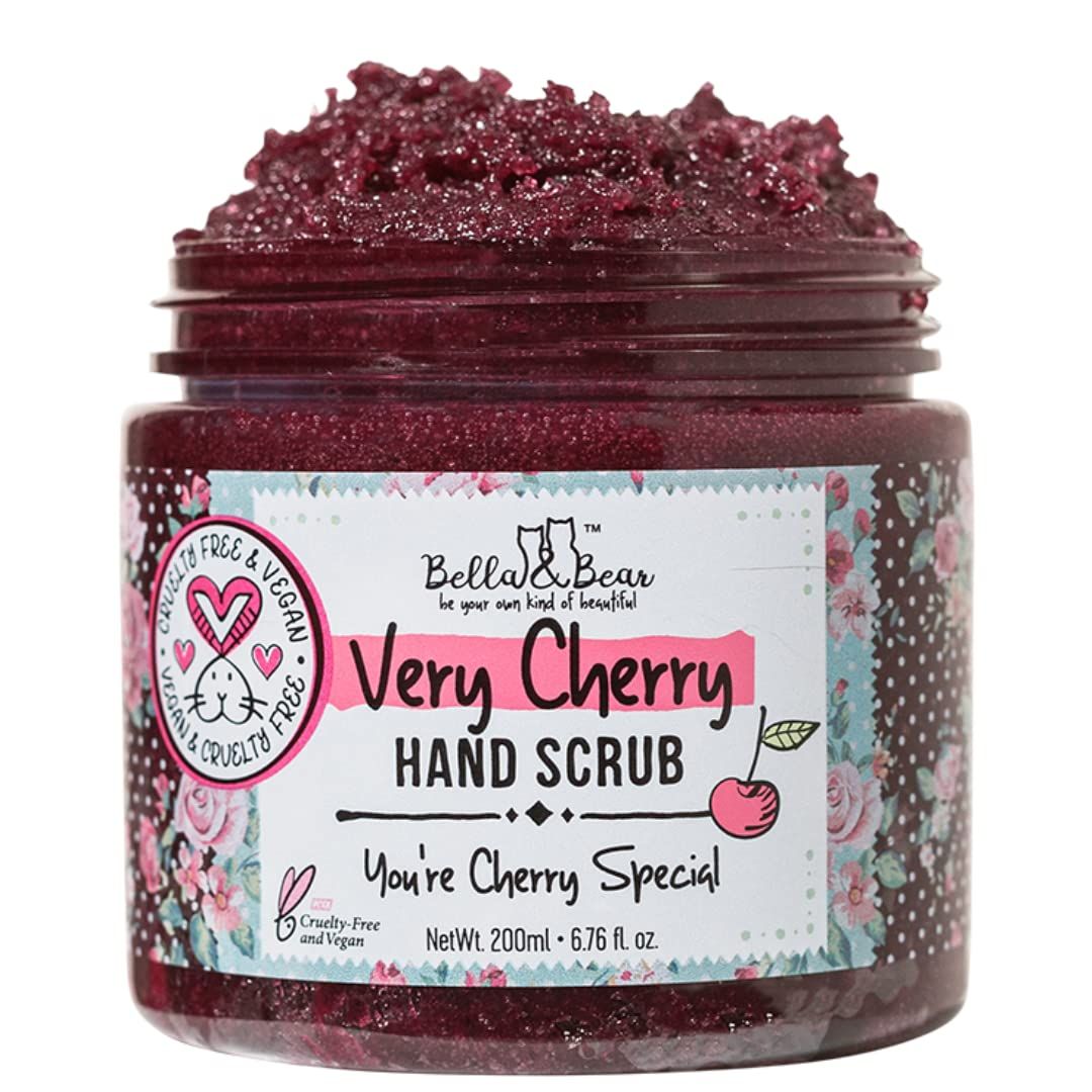 Bella &amp; Bear Very Cherry Hand Scrub, No Harmful Chemicals, Cruelty-Free, Vegan-Friendly Exfoliating, 6.7oz