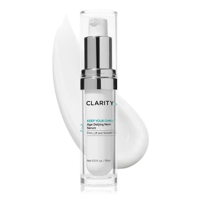 ClarityRx Keep Your Chin Up Anti-Aging Neck &amp; Chest Serum, Natural Plant-Based Hyaluronic Acid Treatment for All Skin Types (1 fl oz)