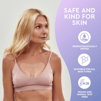 CLEVERFY Silicone Chest Wrinkle Pads Sleeping Reusable (2 Pack T-shape) - Silicone Decollete Anti Wrinkle Chest Pads - Anti Wrinkle Patches for Decollete Wrinkle Prevention
