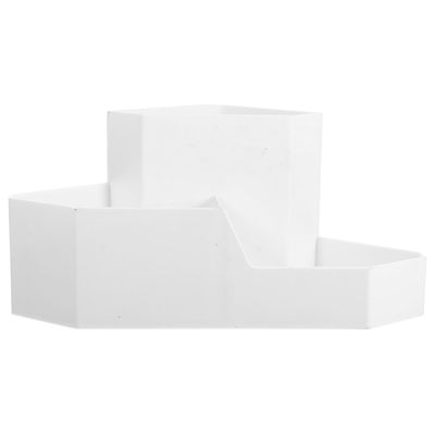 Cabilock White Plastic Makeup Organizer Box Multipurpose Storage for Skincare Bathroom Organizer and Makeup Brush Holder with Corner Design