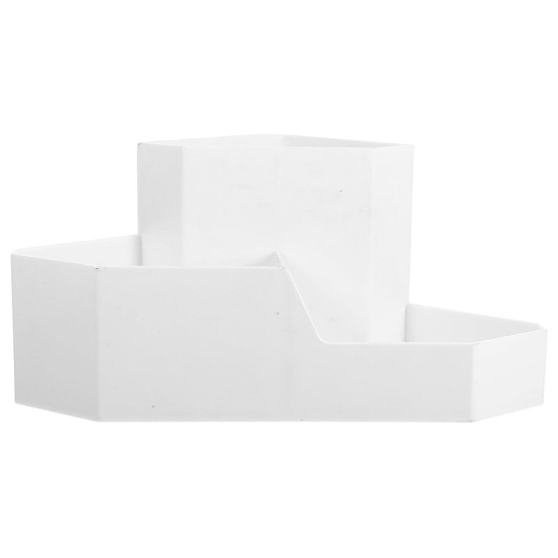 Cabilock White Plastic Makeup Organizer Box Multipurpose Storage for Skincare Bathroom Organizer and Makeup Brush Holder with Corner Design