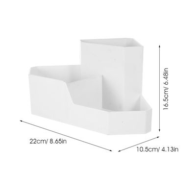 Cabilock White Plastic Makeup Organizer Box Multipurpose Storage for Skincare Bathroom Organizer and Makeup Brush Holder with Corner Design
