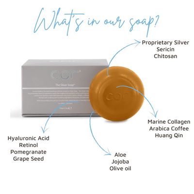 Cor Colloidal Silver Soap Bar, Simple Face Soap for Hydrating and Deep Cleansing Sensitive and Acne-Prone Skin, Natural Soap Bar with Colloidal Silver Mineral Supplements for Gentle Skin Care