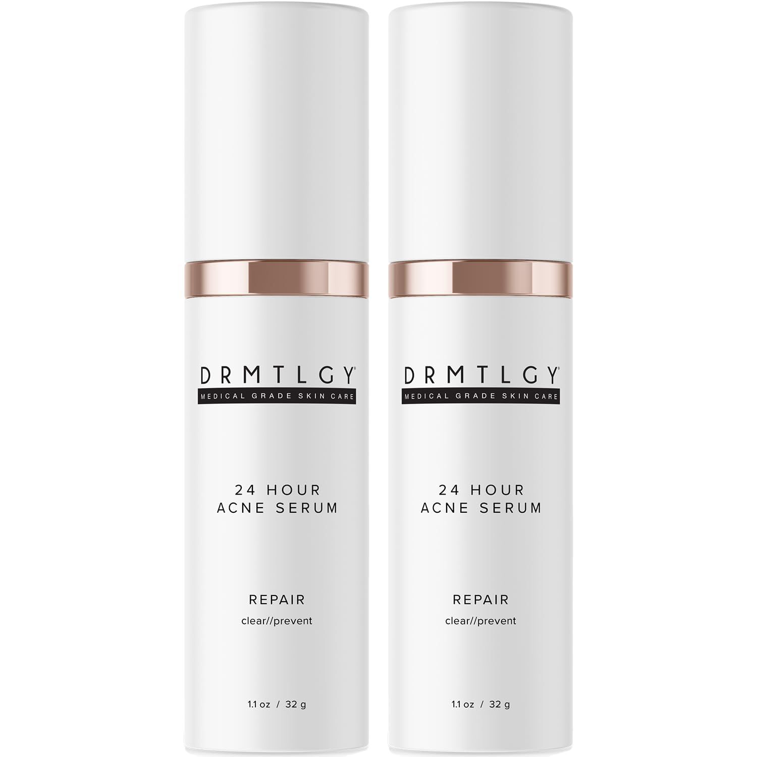 DRMTLGY Acne Spot Treatment and Cystic Acne Treatment. Acne Serum with Micronized Benzoyl Peroxide 5% and Glycolic Acid. 1.1 oz, 2 pack