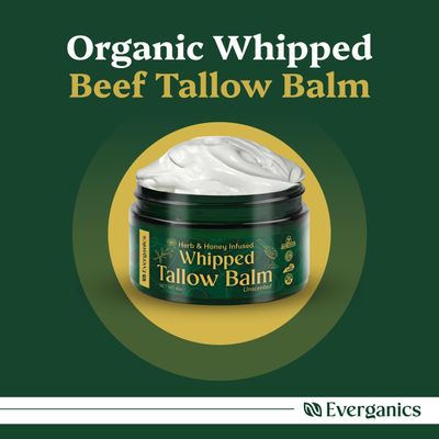 Everganics Organic Whipped Beef Tallow Balm | Honey Balm, Grass Fed Beef Tallow for Skin, Infused w/Herb - Manuka Honey | Beef Tallow for Face, Moisturizer for Eczema &amp; Dry Skin Relief | Unscented 4oz