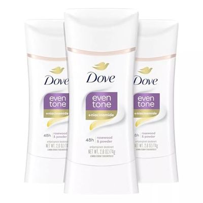 Dove Even Tone Antiperspirant Deodorant for Uneven Skin Tone Restoring Powder Sweat Block for All-Day Fresh Feeling 2.6 oz 3 Count