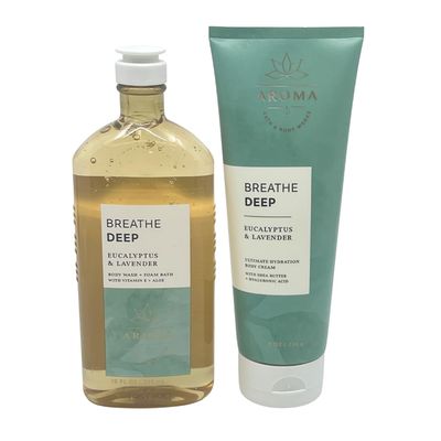 Bath &amp; Body Works DEEP BREATHE Eucalyptus &amp; Lavender 2-piece bundle - Body Wash and Body Cream