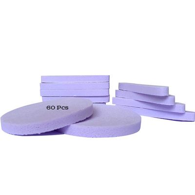 Facial Sponge Compressed,60 Pcs PVA Professional Makeup Removal Wash Round Face Sponges Spa Pads Exfoliating Cleansing for Women,Purple