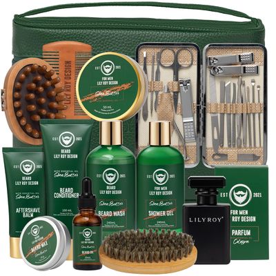 Bath Spa Gift Set Spa Gift Beard Care Kit for Men Father&#39;s Day Luxury Bath and Body Gift Set for Men Gifts for Father 13 Pcs Spa Kit Gifts Set for Christmas Birthday Gift for men Valentines Day Gifts