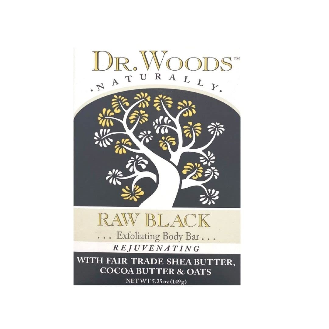 Dr. Woods Raw Black Rejuvenating Exfoliating Body Bar with Organic Shea Butter 5.25 Ounce