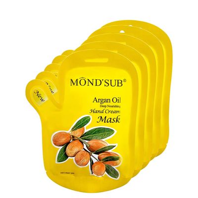 5 Pair of Argan Oil Hand Mask, Hydrating Hands Mask, Deep Conditioning Mask, Intense Repair for Those with Dry, Callus, Chap,Darkness and Pigmentation, Best Hydration Hand Treatment Masque- Men Women