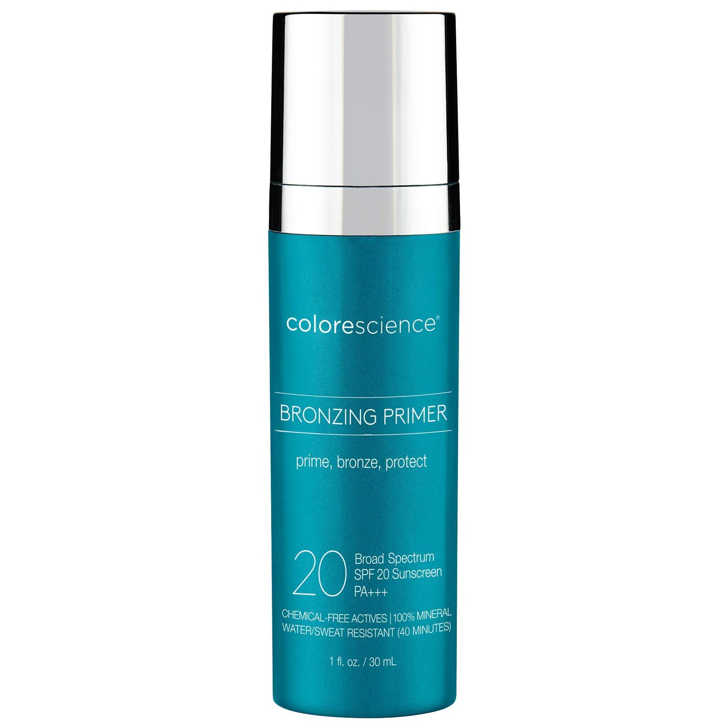 Colorescience Bronzing Primer SPF 20, Water Resistant Mineral Sunscreen, Broad Spectrum SPF 20 UVA/UVB Skin Protection, 1 Fl Oz (Pack of 1)