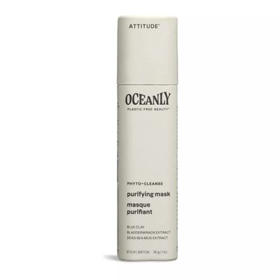 ATTITUDE Oceanly Face Mask Stick, EWG Verified, Plastic-free, Plant and Mineral-Based Ingredients, Vegan and Cruelty-free Beauty Products, PHYTO CLEANSE, Unscented, 1 Ounce