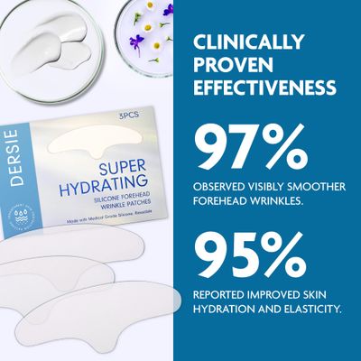 Dersie Silicone Forehead Wrinkle Patches: Reusable Silicone Anti Wrinkle Patches - Forehead Wrinkles Treatment - Overnight Use for Best Results - 3 Patches