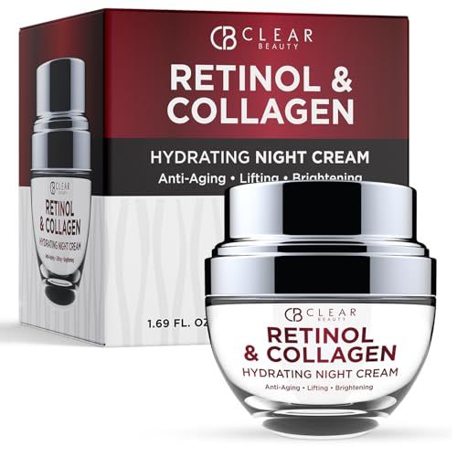 Clear Beauty Retinol &amp; Collagen Night Face Moisturizer - Dermatologist Tested, Moisturizes, Reduces Wrinkles &amp; Fine Lines, Hydrating Cream, Cruelty-Free Korean Skin Care, All Skin Types - 1.69 oz