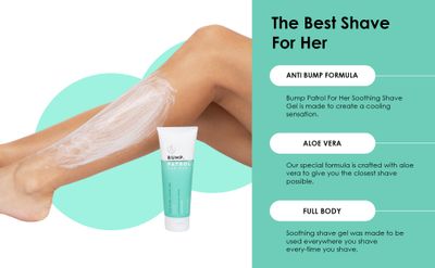 Bump Patrol For Her Soothing Shave Gel Prevents Razor Burn, Ingrown Hair, Strawberry Legs- Clear Sensitive Shave Gel