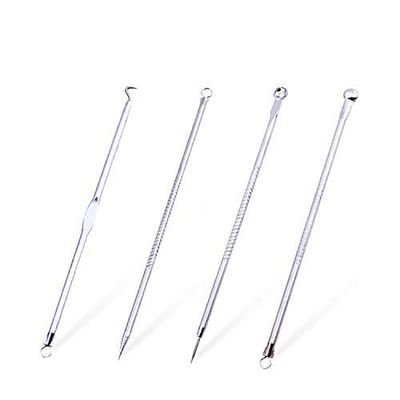 BNP Silver 4Pcs Blackhead Remover Pimple Comedone Extractor Acne Removal Kit - for Blemish, Whitehead Popping, Zit Removing Nose Face Skin with Case