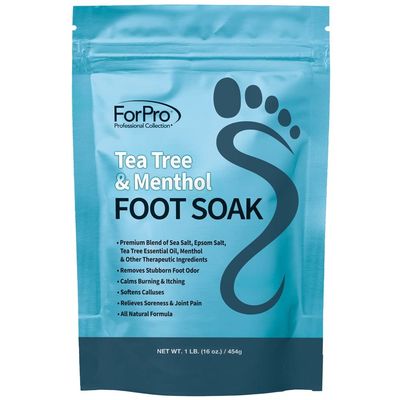 ForPro Professional Collection Tea Tree Oil &amp; Menthol Foot Soak with Sea &amp; Epsom Salt for Toenail Athletes Foot, Stubborn Foot Odor Scent, Softens Calluses &amp; Soothes Sore Tired Feet -Pack of 3 16oz.