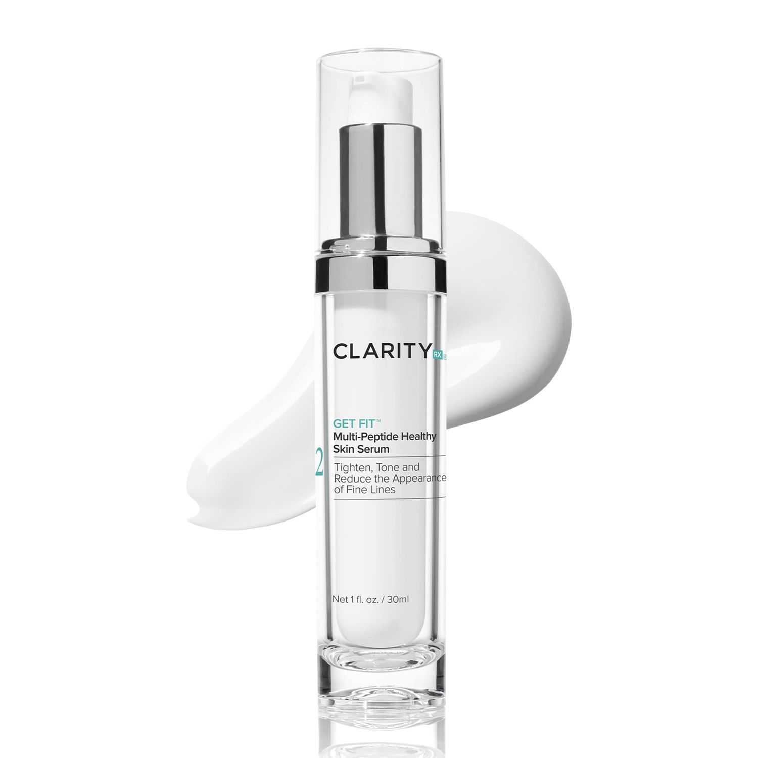 ClarityRx Get Fit Multi-Peptide Healthy Skin Serum, Natural Plant-Based Anti-Aging Treatment for Fine Lines &amp; Wrinkles (1 fl oz)