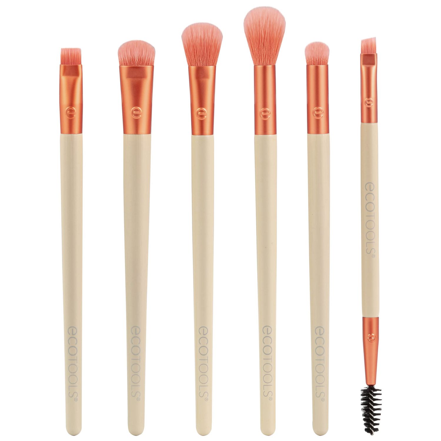 EcoTools Elements Fiery Eye Makeup Brush Set, For Eyeshadow &amp; Eyeliner, Blending Brushes for Eyes, Eco Friendly Makeup Brushes, Limited Edition, Orange, Cruelty Free &amp; Vegan, 6 Piece Set