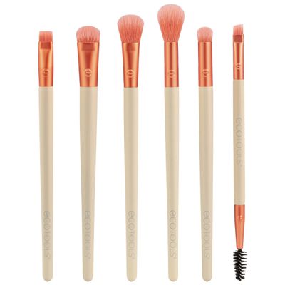EcoTools Elements Fiery Eye Makeup Brush Set, For Eyeshadow &amp; Eyeliner, Blending Brushes for Eyes, Eco Friendly Makeup Brushes, Limited Edition, Orange, Cruelty Free &amp; Vegan, 6 Piece Set