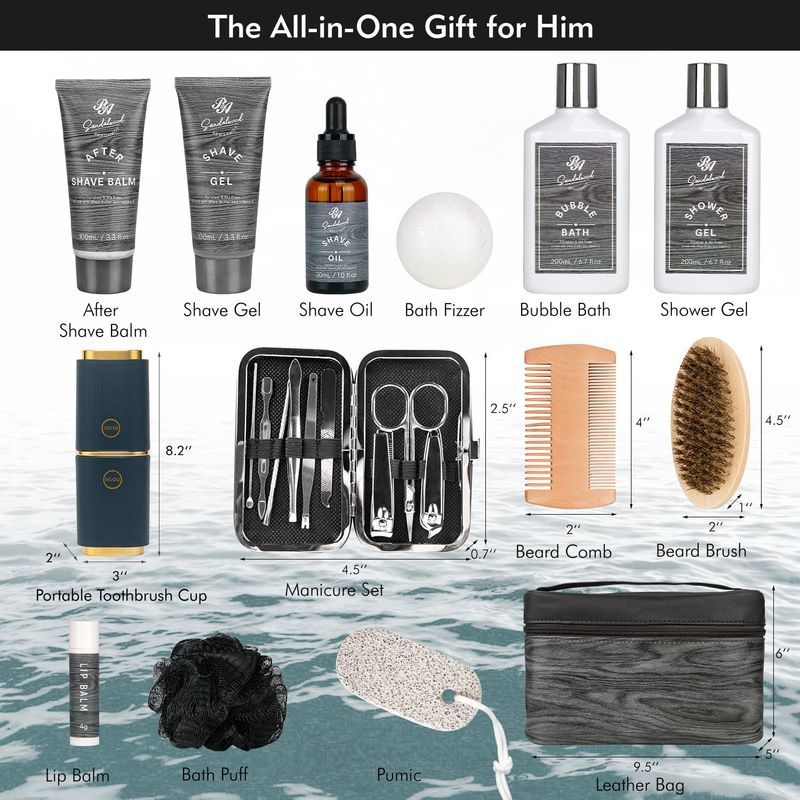 Grooming Kit for Men, Mens Gifts Skin Care Set, Beard Kit Skin Care for Men, Gifts for Boyfriend, Bubble Skincare Set, Anniversary Gifts for Men, Dad