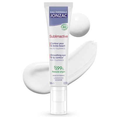 Eau Thermale Jonzac Sublimactive Organic Anti-Aging Eye &amp; Lip Contour Cream - Reduces Fine Lines and Puffy Eyes - Dark Circles Reduced - Natural Skin Care - Safe for Sensitive Skin - 0.5 fl oz