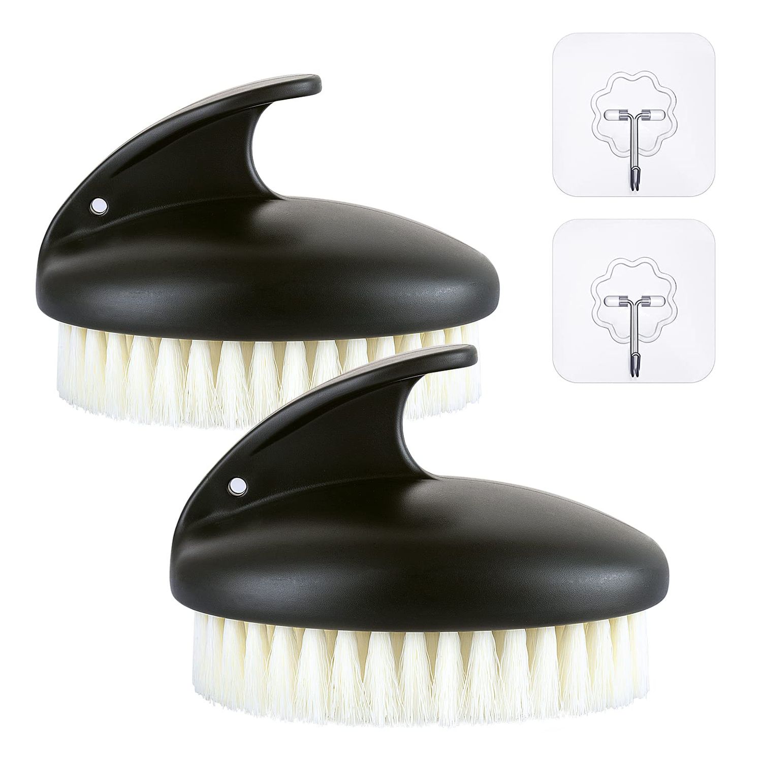 Dry Brushing Body Exfoliating Brush, Anti Slip Body Scrubber for Shower, Never Mold Shower Body Cleaning Brush for Deep Cleansing &amp; Soften Skin, Improve Circulation (Black-2 Pack)