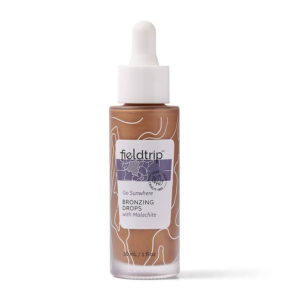 Fieldtrip Go Sunwhere Bronzing Drops with Malachite, Clean, Vegan &amp; Cruelty-Free Skincare, 1oz