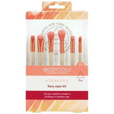 EcoTools Elements Fiery Eye Makeup Brush Set, For Eyeshadow &amp; Eyeliner, Blending Brushes for Eyes, Eco Friendly Makeup Brushes, Limited Edition, Orange, Cruelty Free &amp; Vegan, 6 Piece Set