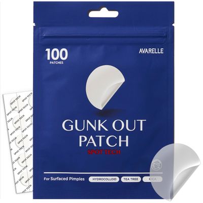 AVARELLE Gunk Out Pimple Patches for Face (100 COUNT), Blackhead &amp; Pore Extractor Pimple Patches | FSA HSA Acne Treatment Zit Patches For Face &amp; Hydrocolloid Cystic Acne Treatment