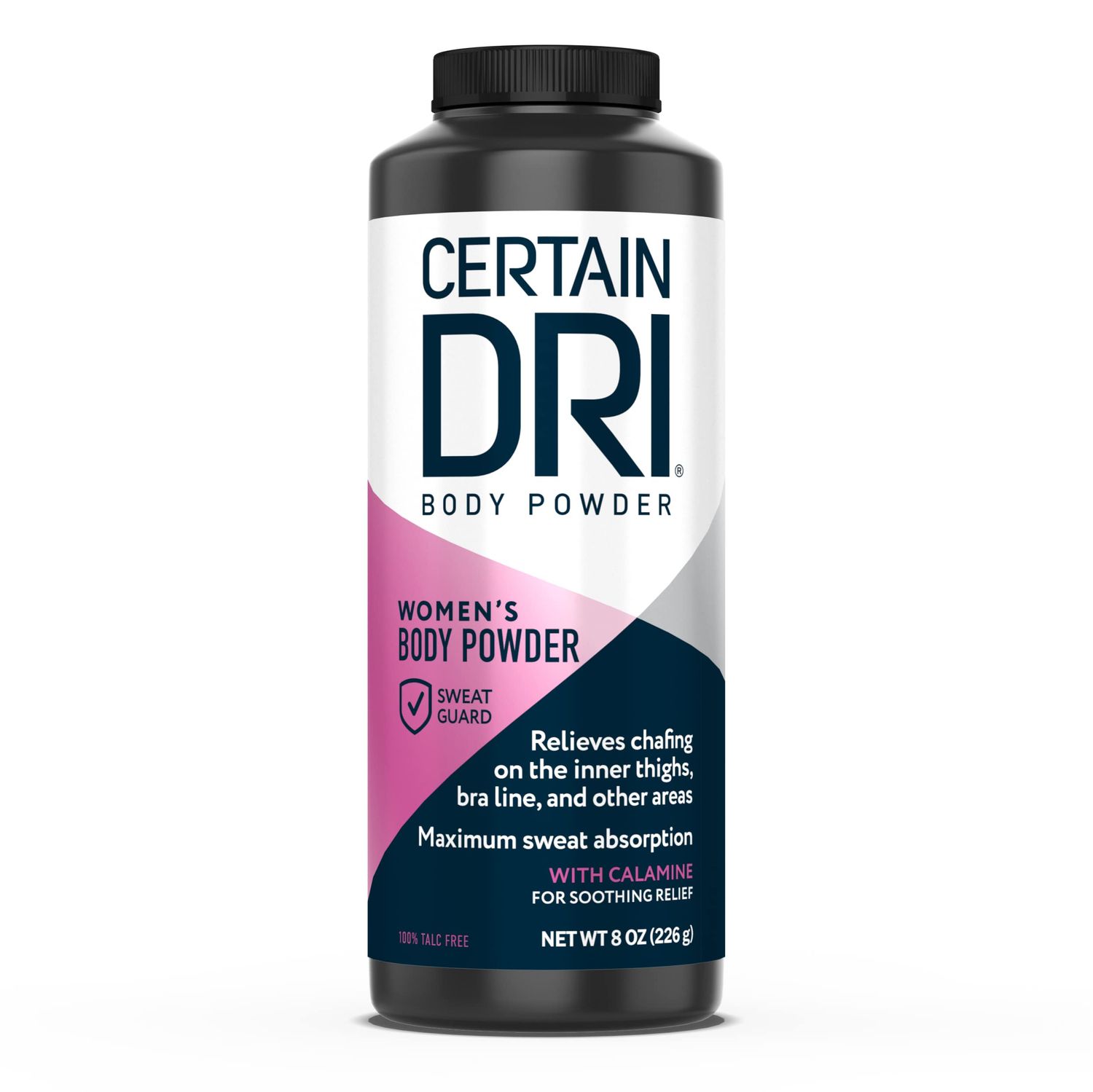 Certain Dri Body Powder for Women, Maximum Sweat Absorption, Moisture &amp; Odor Control, Itch-Free Foot and Body Powder, Talc-Free Formula, Gentle on Sensitive Skin, Calamine Scent, 8 oz