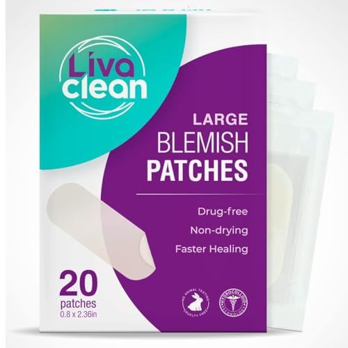 20 CT LivaClean Large Hydrocolloid Acne Patches - for Pore Spots Nose Face Cystic Pimple Zit Patch - Big Pimple Patches Hydrocolloid Bandages Strips