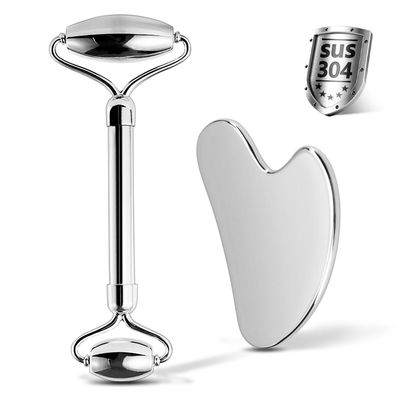 CUTELIILI Stainless Steel Facial Roller &amp; Gua Sha - Metallic Gua Sha, Gua Sha Facial Tools 304 Stainless Steel, Face Body Treatment, Reduce Puffiness, Lymphatic Drainage, Facial Tension
